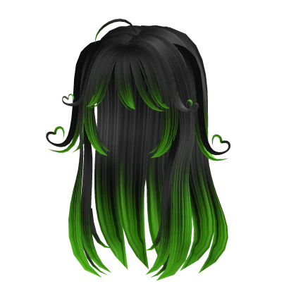 Green and Black Messy Heart Hair