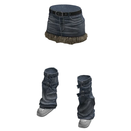 Skirt W/ Denim LegWarmers (Blue)
