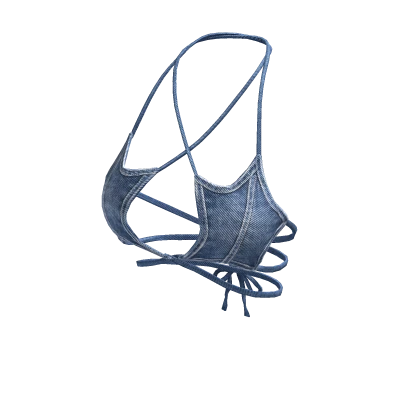 Blue Y2K Denim Star Cross Strap Bikini 🫐