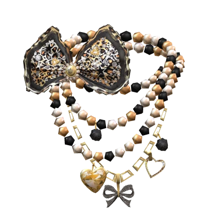 Gyaru Hime Agejo Kawaii Bow necklace Leopard Black