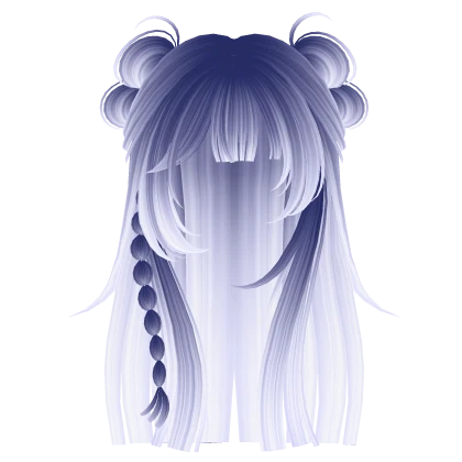 Y2K Long Hime Hair w/ Braids & Buns (Moonlight)