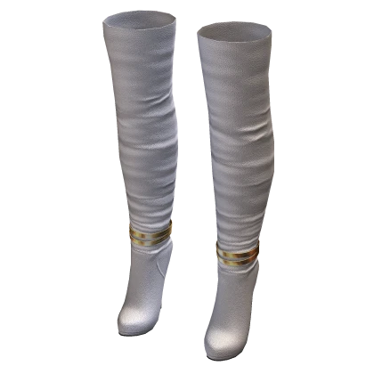 High Heel Leather Boots - White