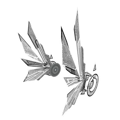 Glitching White Circuit Line Mecha Headphones