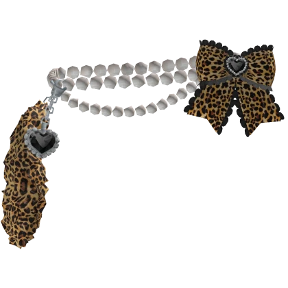 ♡ Gyaru Leopard Belt w/ Bows and Pearls Raccoon ♡
