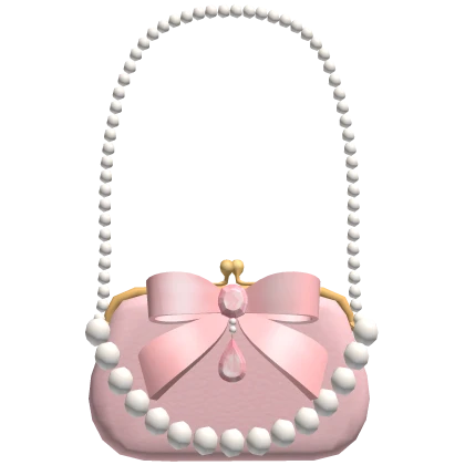 Lovely Gold Pink Bow Pearl Handbag