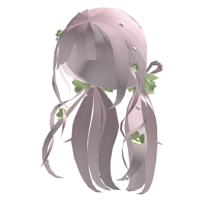 pink floral hair with green flowers