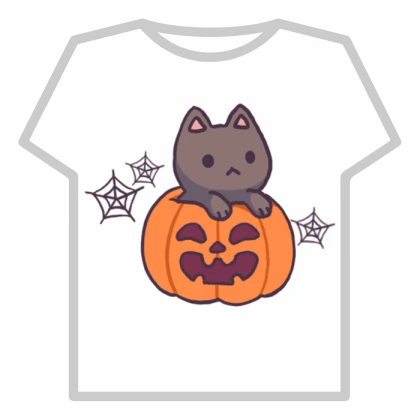 Cute cat in pumpkin halloween t-shirt