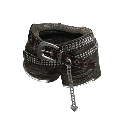 💗Y2K DENIM RIPPED SHORTS WITH BELTS_BROWN