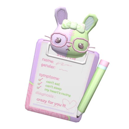 ♡ kawaii stitch pastel bunny nurse clipboard note