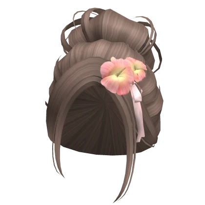 Summer Hibiscus Flower High Messy Bun 