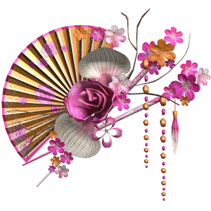 Pink Orange Gyaru Floral Traditional Chinese Fan