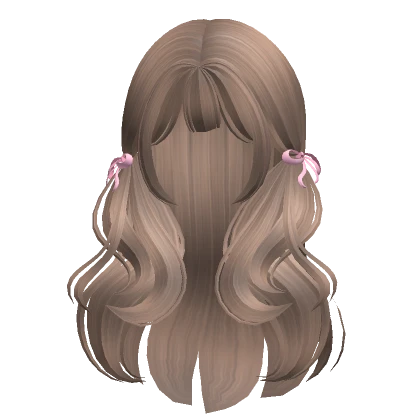 Coquette Doll Hair w Pink Ribbons (Milktea Brown)