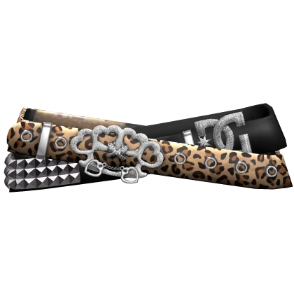 McBling Studded Hearts Leopard Belt 3.0