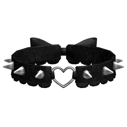 † black gothic spiked lace ruffled heart choker