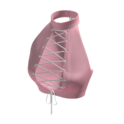 White Laced Pink Crop Top