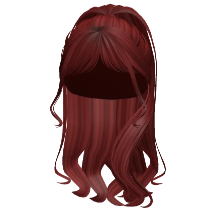 Long Curly Half Up Bangs Pony (Red)