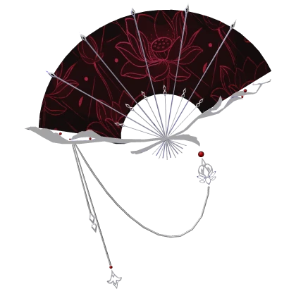Red Silver Lotus Celestial Fan