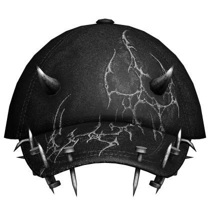 Black Emo Distressed Worn Nail Cap w/ Horns