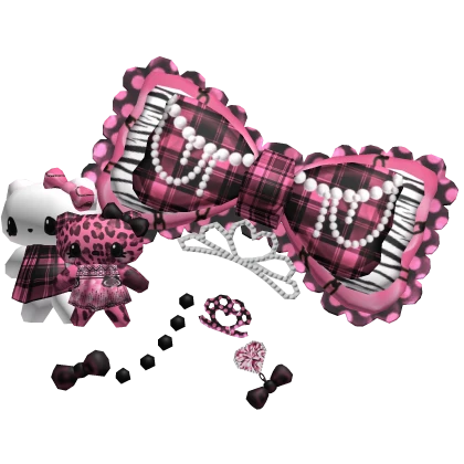 kitty plush charms gyaru pink black agejo tiara