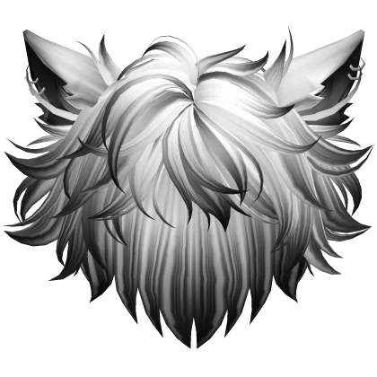 Generic Anime Hair w/ Cat Ears (White Black Ombre)