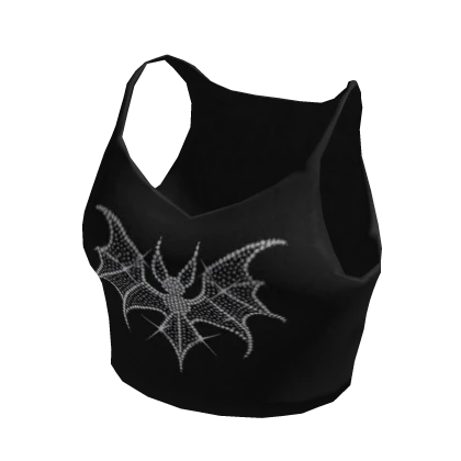 Halloween Bat Black Y2K Rhinestone Cropped Tank