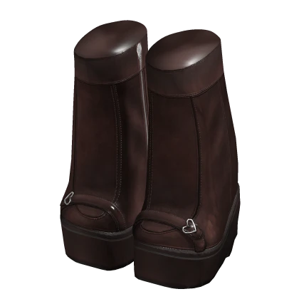 Stylish Girl Latex Platform Boots in Brown