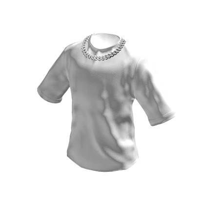 White T-Shirt Silver Chain Cuban Y2K Tee Shirt