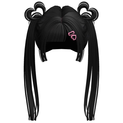 Cute Valentine Twintails w/ Heart Buns (Black)