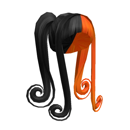 Swirly Pigtails Split Black to Orange