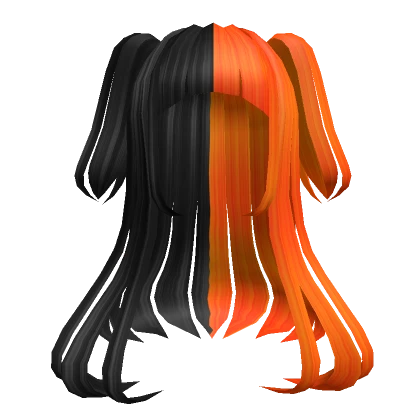 Split Half up Half Down Pigtails Black to Orange