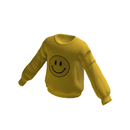 Aesthetic Y2K Smiley Face Sweater - Yellow