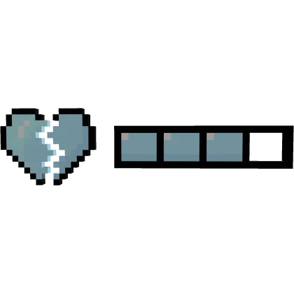 Light Blue Broken Heart 8-Bit Health Bar