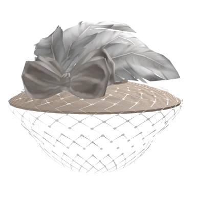 Opulent Feathered Veiled Hat (White/Beige)