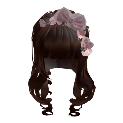 brown hime gyaru curls w pearls flowers and bows