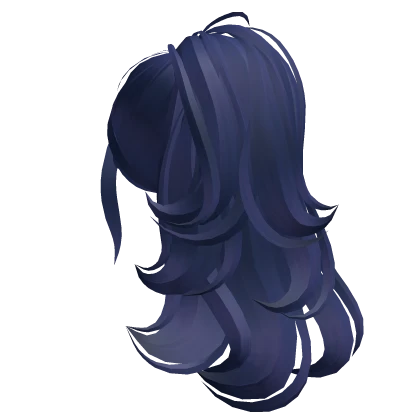 Long Layered Curled High Ponytail (Dark Blue)