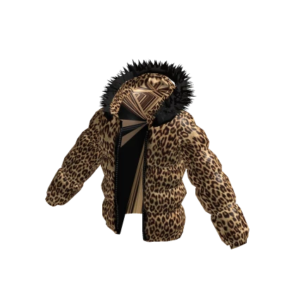 Leopard Print Gyaru Y2K Puffer Jacket w/ Fur