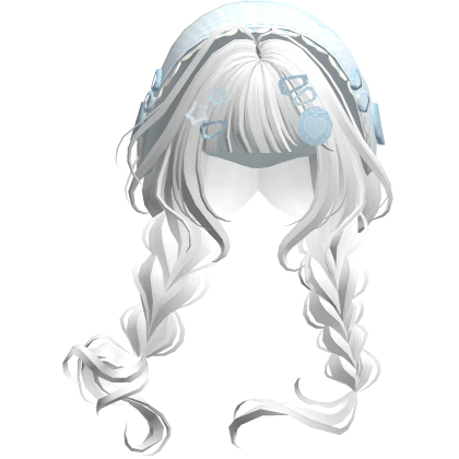 White Sky Mori Kei Igari Braids w/ Blue Bonnet