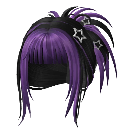 🍀Half Up Spiky Hair (Black/Purple)