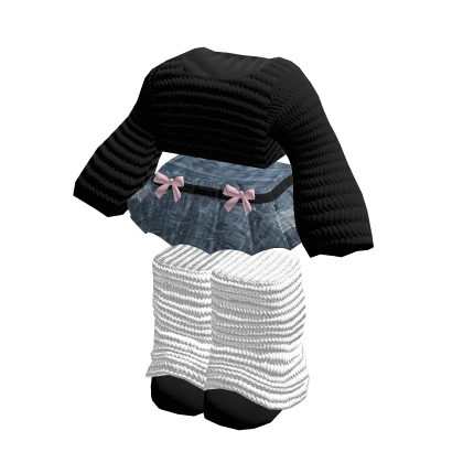 Pretty Black Outfit w Denim Skirt
