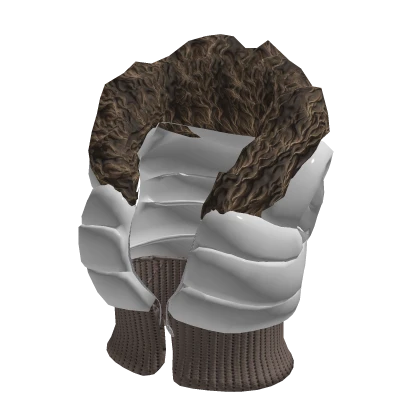 Y2K Sleeveless Fur Puffer Coat in White & Brown