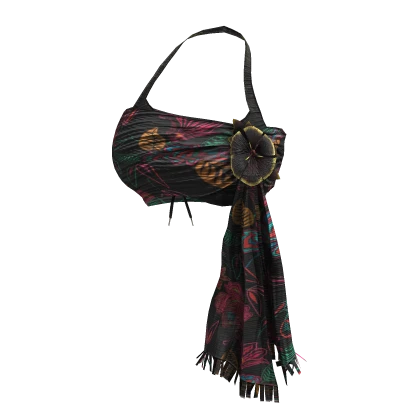 ʚ♡ɞ Summer Black Floral Scarf Wrap Top Bikini 