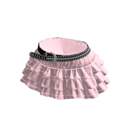 Pink Y2K Ruffled Skirt w/ Belt