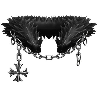 Black White Light Chain Heraldic Pendant Neck Fur