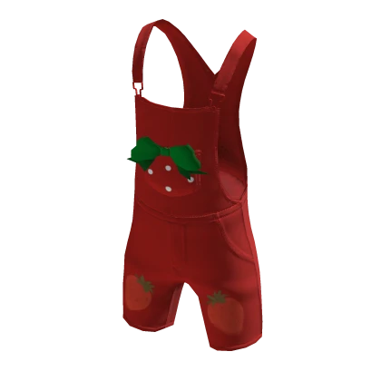 ❄ Red Strawberry Bow Tie Overalls