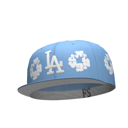 Light Blue LA Denim tears Tilted Fitted Cap