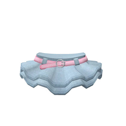 💟3.0 Cute ruffled denim skirt with pink strap