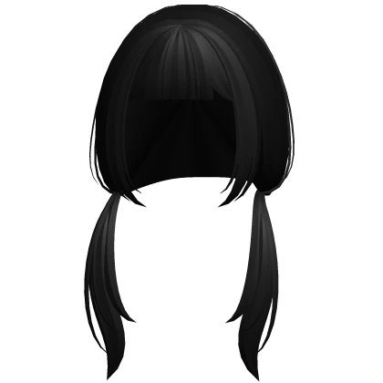 nerdy messy shaggy long anime pigtails in black