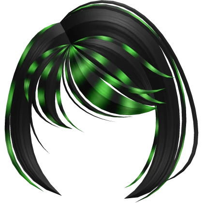 Gyaru Scene Green Raccoon Drag Bangs in Black