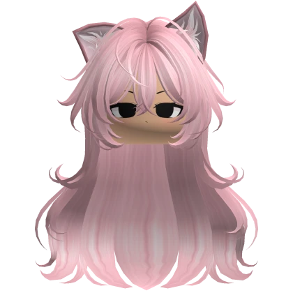 Pink Messy Anime Girl Cat Hair w/ Emo Cute Face