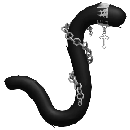 Goth Chained Black Cat Tail